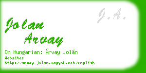 jolan arvay business card